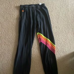 aviator nation sweats!! xs rainbow strip